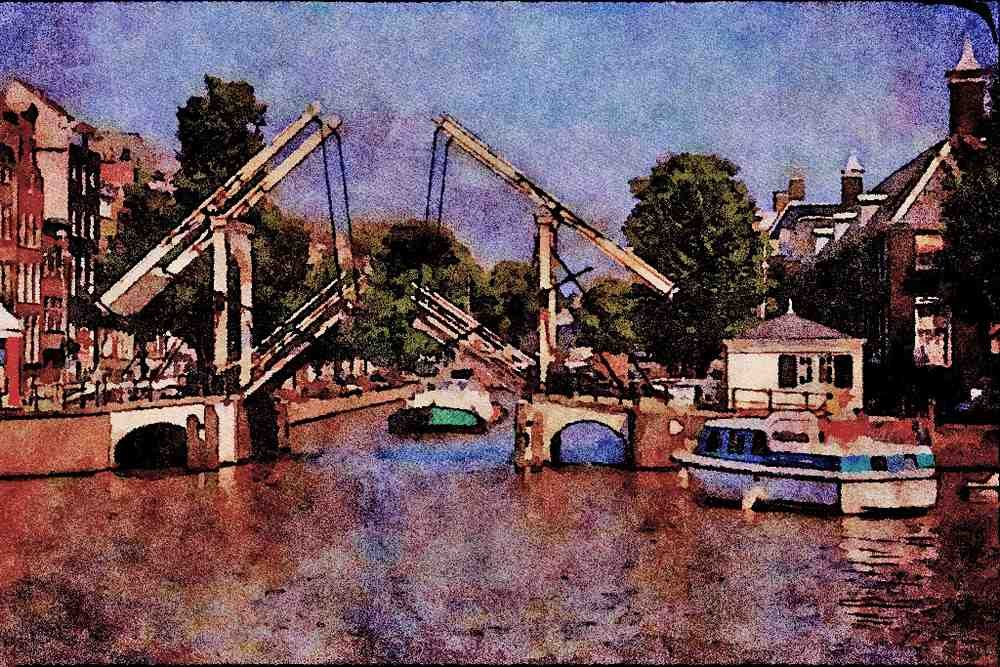 579072 Walter Suskind Bridge, Amsterdam, Netherlands A4 Limited Edition Watercolour Print
