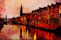 579073 Leiden, Between Amsterdam And The Hague, Netherlands A4 Limited Edition Watercolour Print