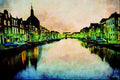 579074 Leiden, Between Amsterdam And The Hague, Netherlands A4 Limited Edition Watercolour Print