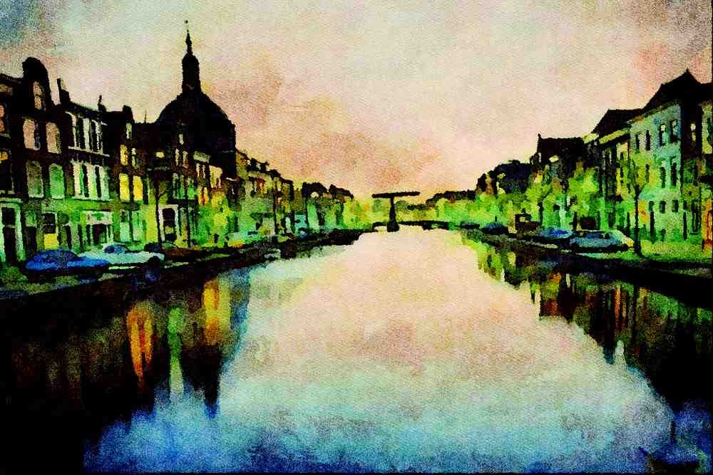 579074 Leiden, Between Amsterdam And The Hague, Netherlands A4 Limited Edition Watercolour Print