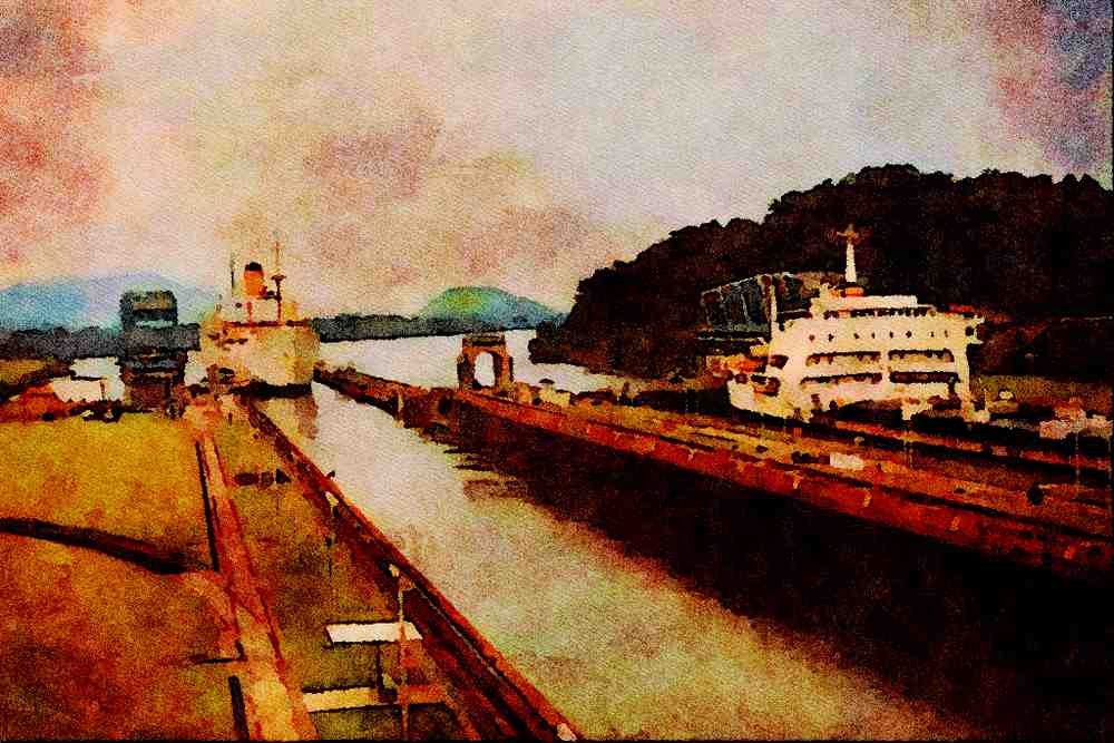 579078 Panama Canal A4 Limited Edition Watercolour Print