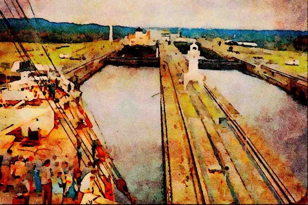 579079 Panama Canal A4 Limited Edition Watercolour Print