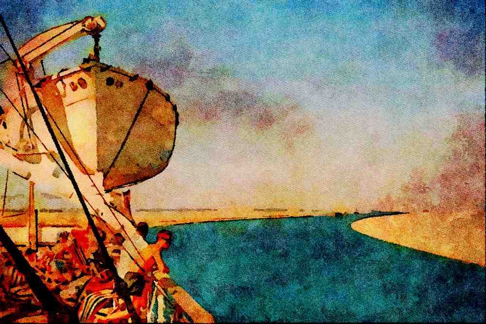 579081 Suez Canal A4 Limited Edition Watercolour Print