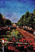 579088 Pretty Town On The River Lek, Netherlands A4 Limited Edition Watercolour Print