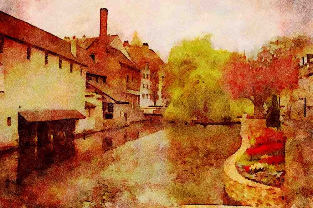 579089 River Eure, Chartres, France A4 Limited Edition Watercolour Print