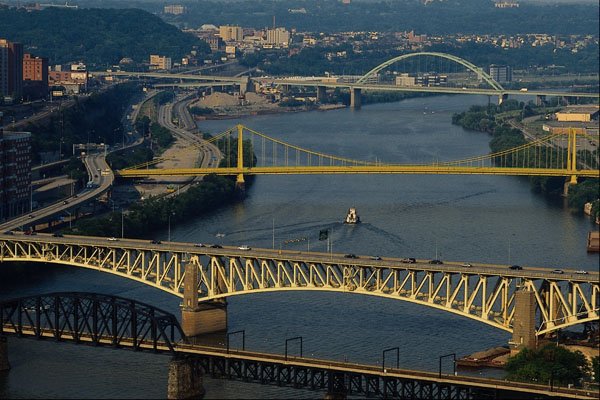 579092 Series Of Bridges Span The Monongahela River, Pittsburgh A4 Photo Print