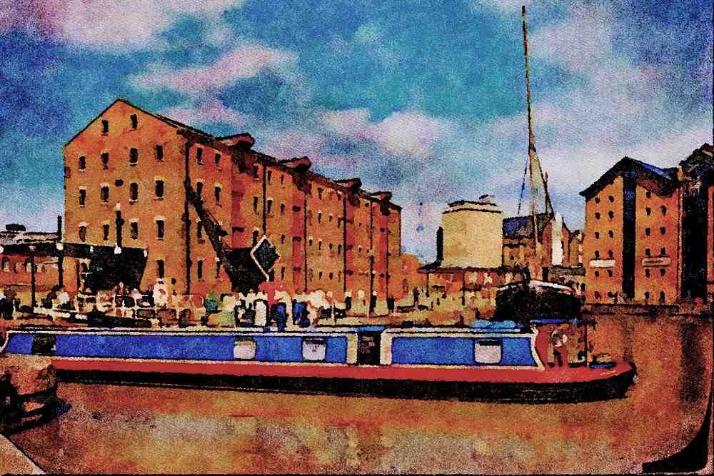 579097 Gloucester Docks, Gloucestershire, England A4 Limited Edition Watercolour Print