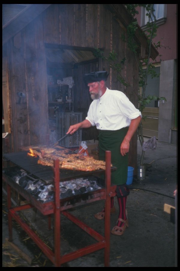 580003 Outdoor Cooking In Mindenheim, Bavaria A4 Photo Print