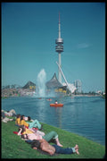 580009 Olympic Stadium And Tower In Munich, Bavaria A4 Photo Print