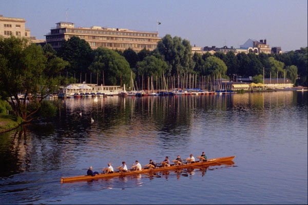 580067 Rowing On The Alster Lake, Hamburg A4 Photo Print