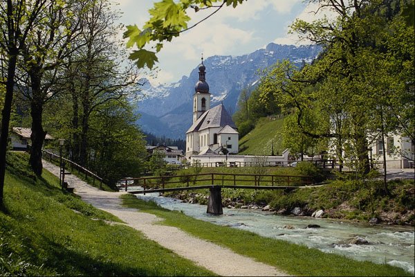 580087 Ramsau Parish Church, Bavaria A4 Photo Print