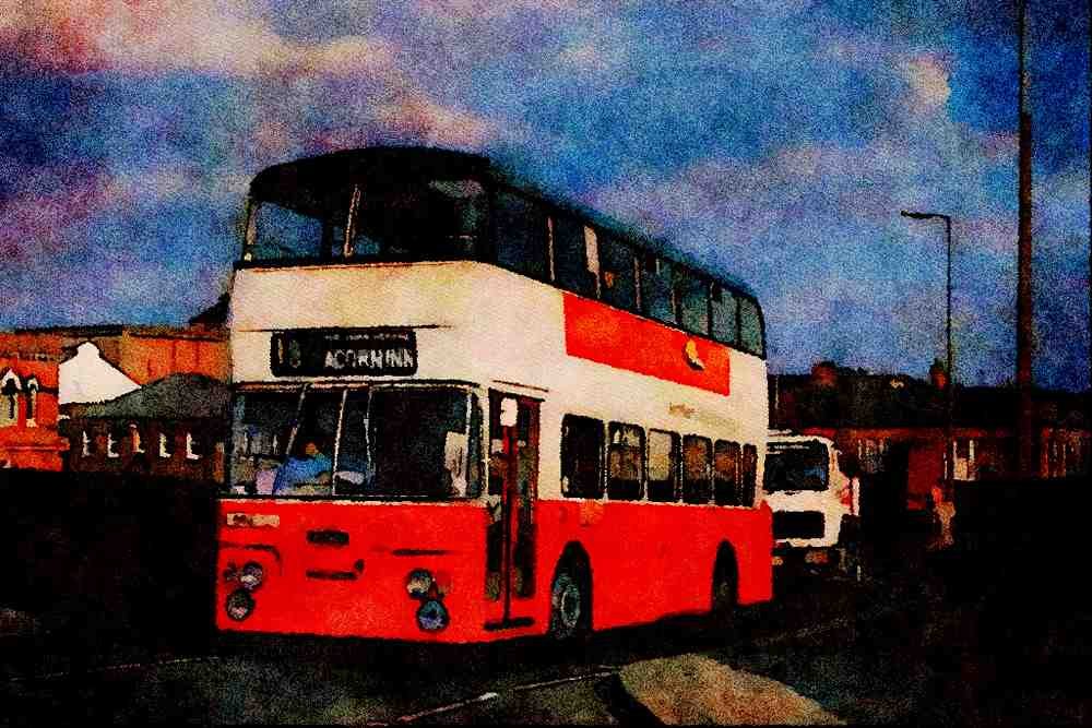 581004 Elderly Daimler Of East Staffs Passes Burton Railway Station A4 Limited Edition Watercolour Print