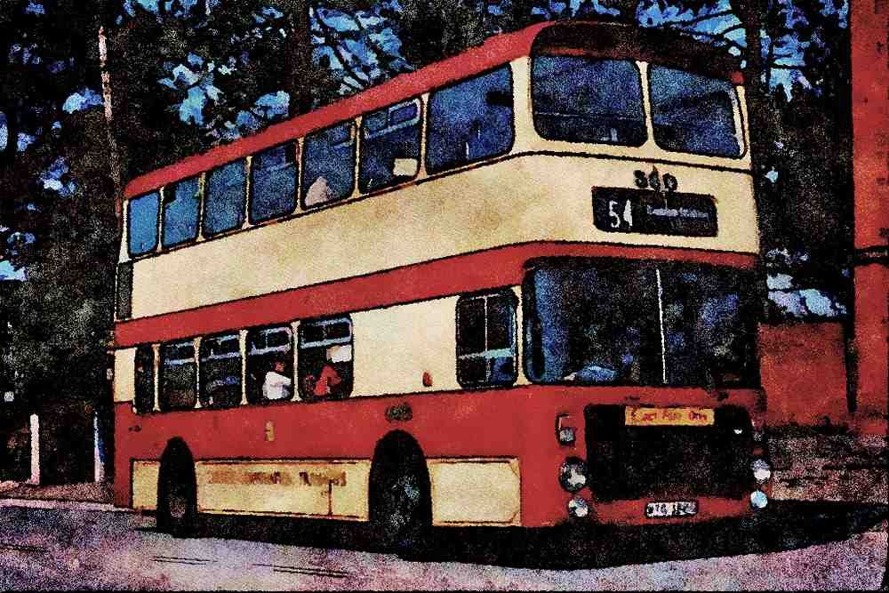 581022 This Cardiff _Bristol_ Is Painted In The Old Tramway Livery A4 Limited Edition Watercolour Print