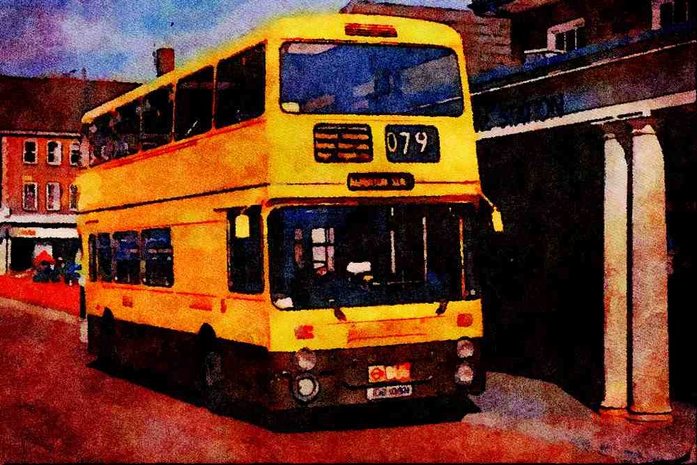 581024 An Older Daimler Working For London Buslines At Edgeware A4 Limited Edition Watercolour Print