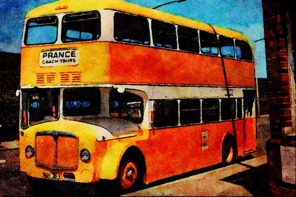 581026 Former Cardiff AEC _Bridgemaster_ Decker With Local Operator A4 Limited Edition Watercolour Print