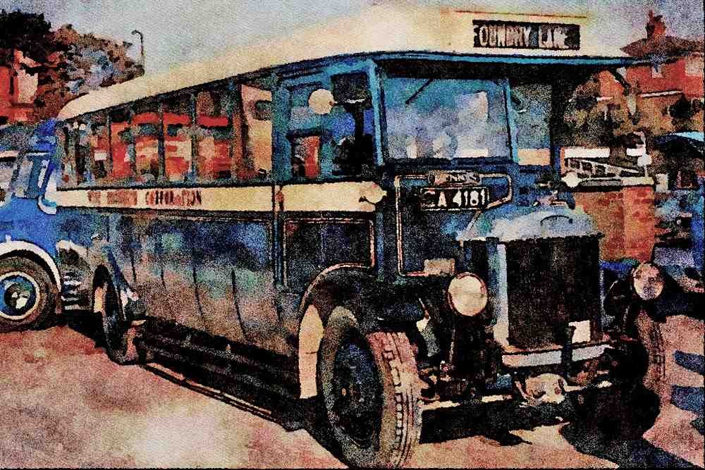 581036 West Bromwich 1930 Dennis Single decker In Preservation A4 Limited Edition Watercolour Print