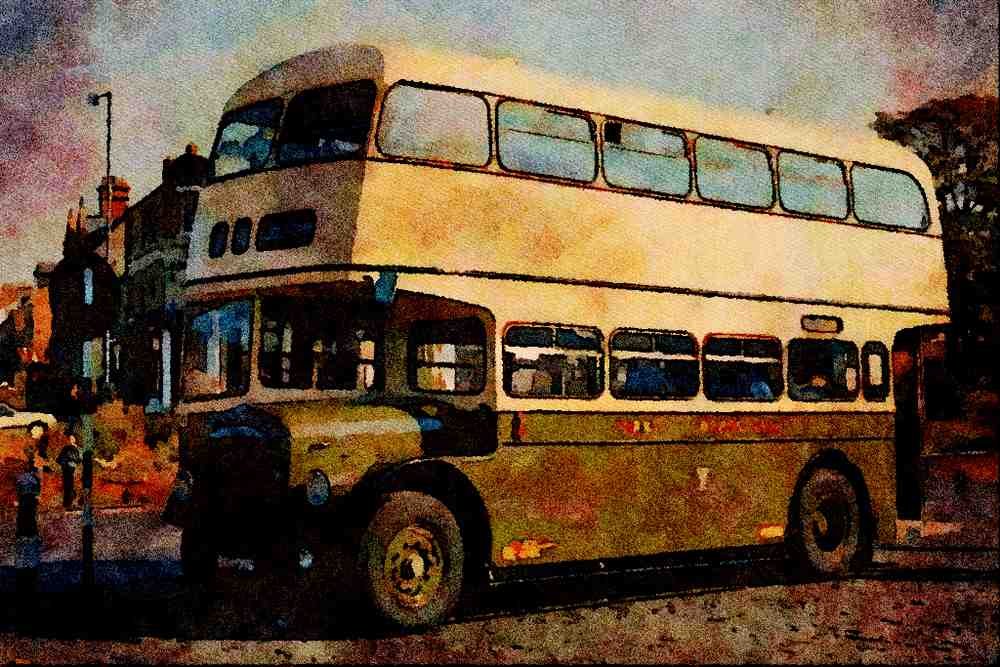581037 Derby Corporation 1964 Daimler Waits For Passengers A4 Limited Edition Watercolour Print