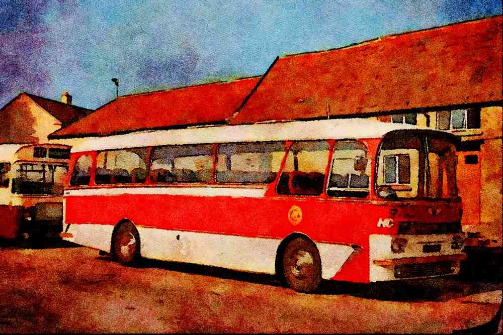 581047 A Fine 1965 AEC Reliance Coach Of A Somerset Operator A4 Limited Edition Watercolour Print