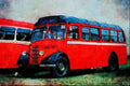 581064 Early Postwar Petrol engined Bedford Service Bus A4 Limited Edition Watercolour Print