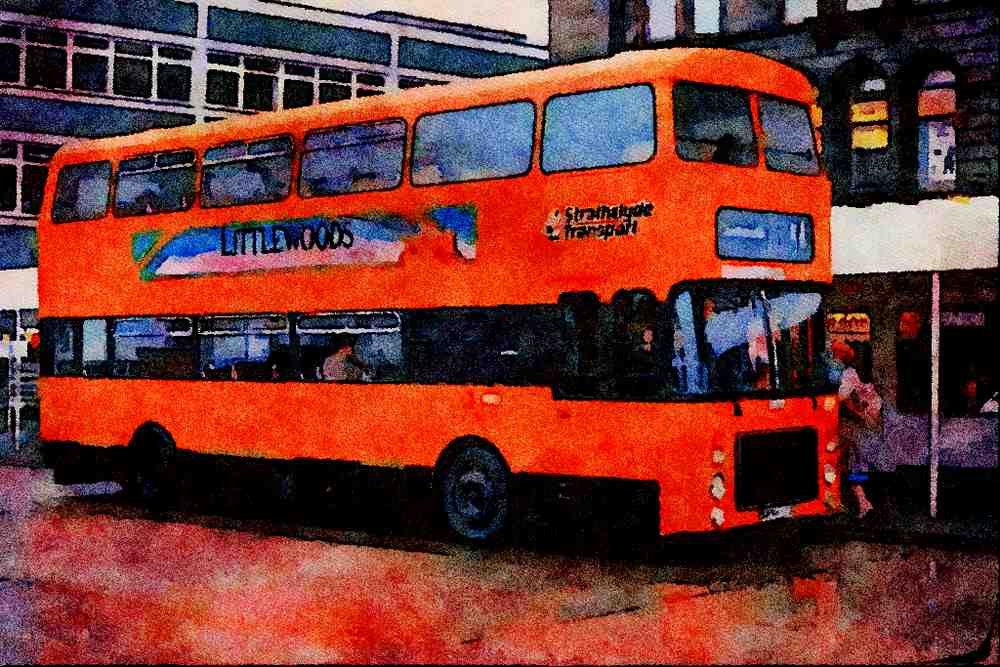 581070 Chunky looking Volvo On A Wet Day In Glasgow A4 Limited Edition Watercolour Print