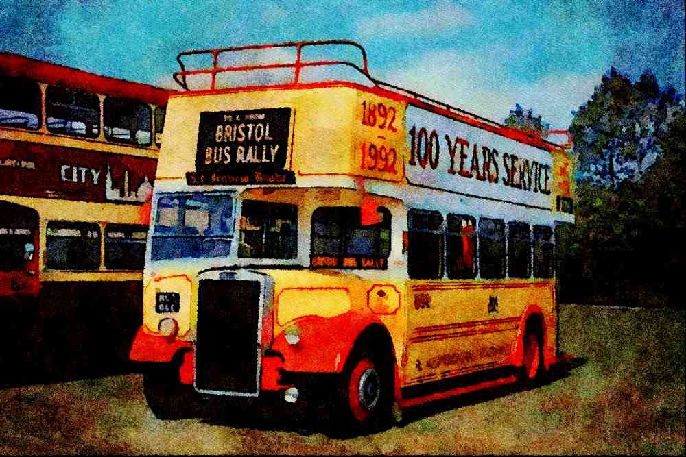 581075 Plymouth Corp. Leyland _Opentop_ In Centenary Livery, 1992 A4 Limited Edition Watercolour Print