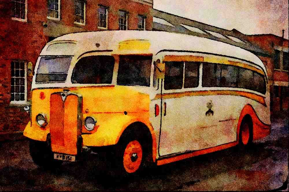 581089 1950 AEC _Regal_ Luxury Coach, Pride Of A Small Operator A4 Limited Edition Watercolour Print