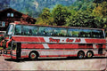 581095 Latest Swiss 3 axle Touring Coach On A Visit To Lake Brienz A4 Limited Edition Watercolour Print