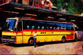 581098 Swiss Setra Post Bus With Trailer, Meiringen 1995 A4 Limited Edition Watercolour Print