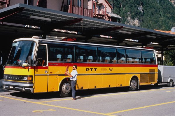 581098 Swiss Setra Post Bus With Trailer, Meiringen 1995 A4 Photo Print