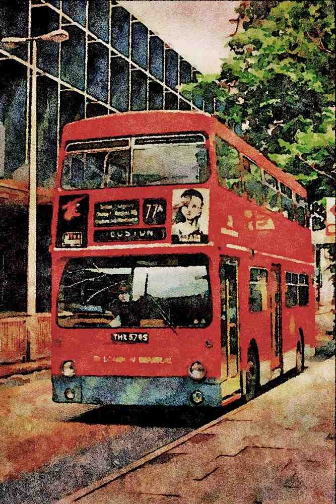 581099 London Buses Daimler Rests Between Duties At Euston Station A4 Limited Edition Watercolour Print