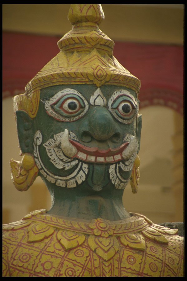 584052 Temple Stone Guard, Laos A4 Photo Print