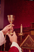 584078 Priest's Hands Elevating Gilt Chalice At Mass, England A4 Photo Print