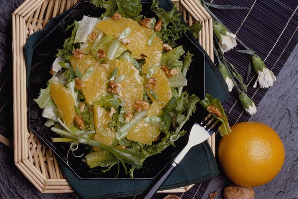 587056 Sliced Orange And Lettuce Salad A4 Photo Print