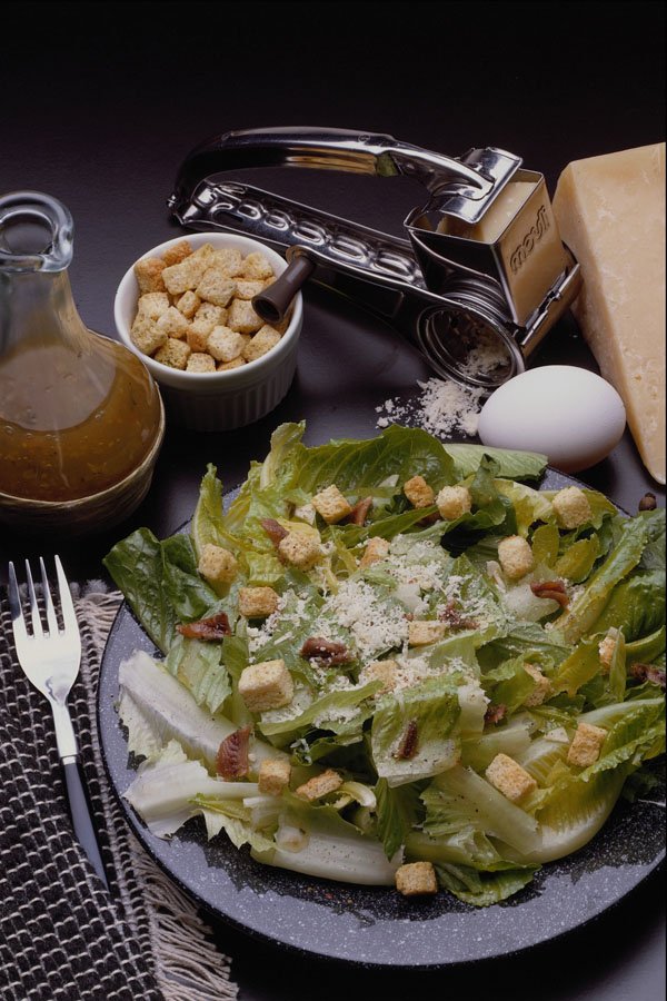 587065 Caesar Salad With Ingredients A4 Photo Print