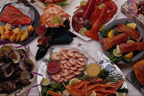 587076 Six Seafood Platters A4 Photo Print