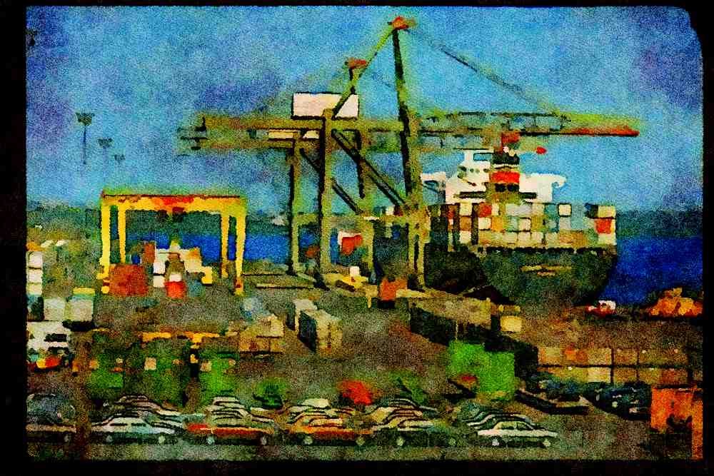 588010 Container Pier, Halifax, Nova Scotia, Canada A4 Limited Edition Watercolour Print
