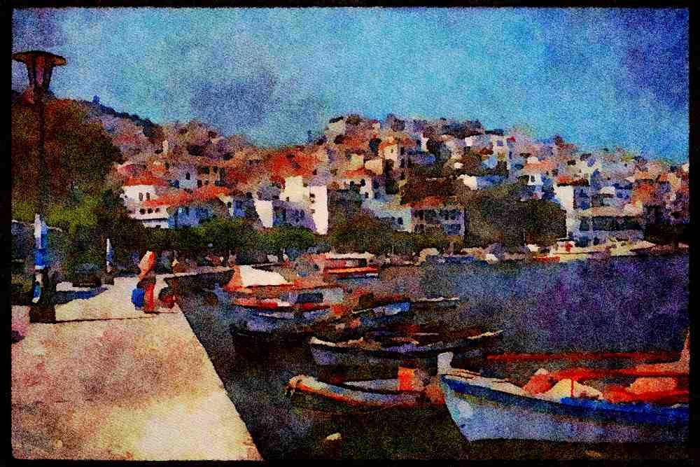 588016 Skopelos Town, Skopelos, Greece A4 Limited Edition Watercolour Print