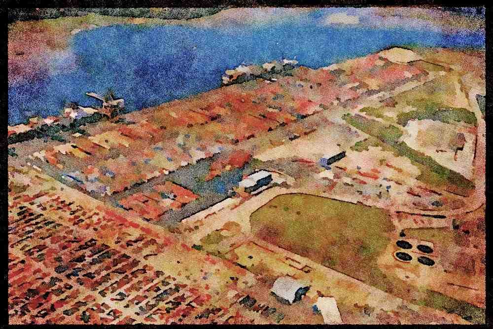 588023 Container Terminal, Southampton, England A4 Limited Edition Watercolour Print