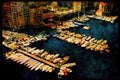 588030 Marina In Monte Carlo, Monaco A4 Limited Edition Watercolour Print