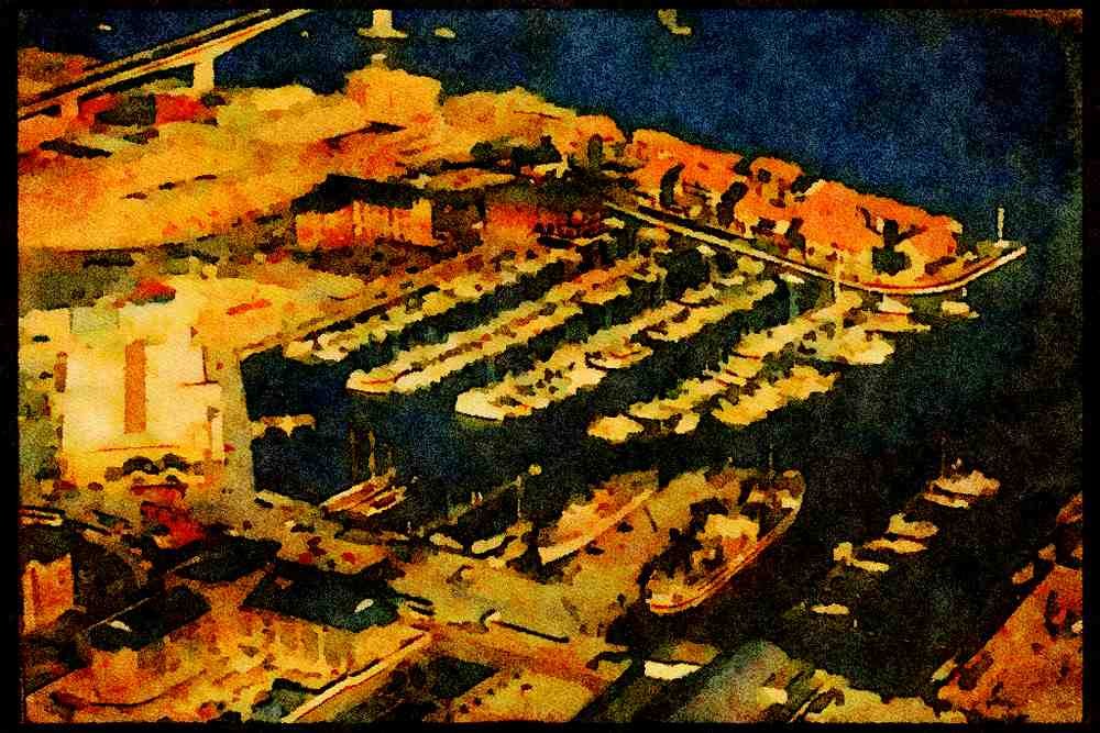588043 Ocean Village Marina In Soton, England A4 Limited Edition Watercolour Print