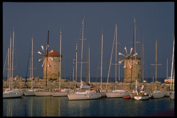 588045 Mandraki Harbor, Rhodes, Greece A4 Photo Print
