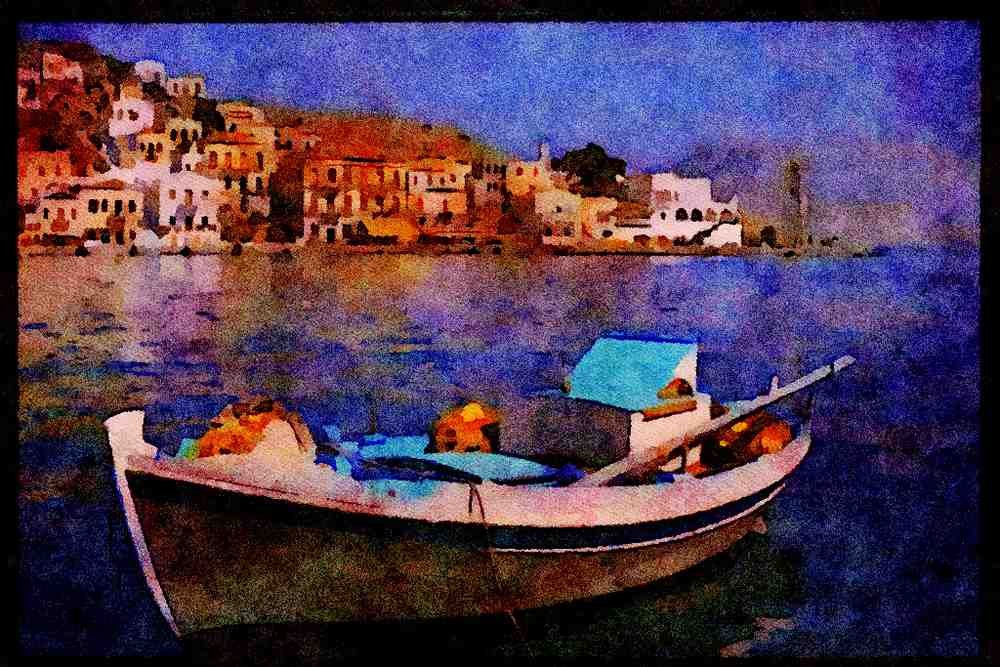 588046 Harbor, Chania, Crete, Greece A4 Limited Edition Watercolour Print