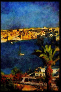 588047 View Of Harbor With Yacht, Grand Harbor, Malta A4 Limited Edition Watercolour Print