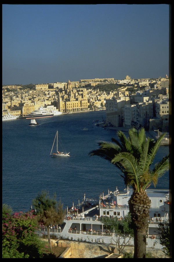 588047 View Of Harbor With Yacht, Grand Harbor, Malta A4 Photo Print