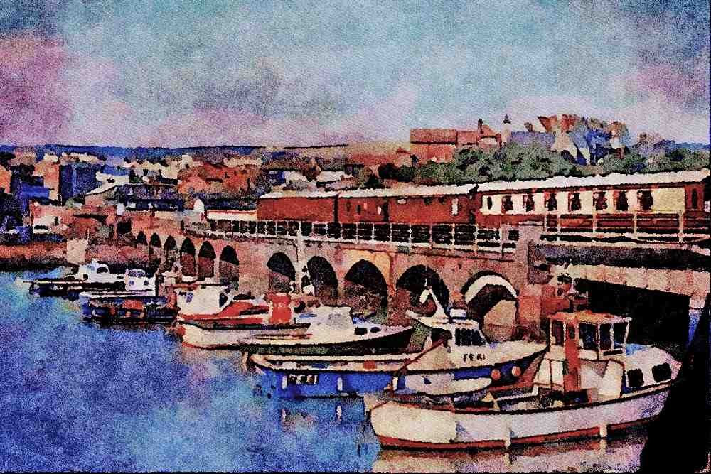 588068 Folkstone Harbor, Britain A4 Limited Edition Watercolour Print