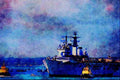 588078 HMS Invincible With Tugs, Portsmouth Harbor, Hants, England A4 Limited Edition Watercolour Print