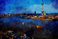 588080 The Huangpu River, Shanghai, China A4 Limited Edition Watercolour Print