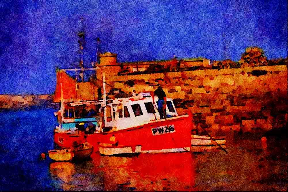 588081 Newquay Harbor, Cornwall, England A4 Limited Edition Watercolour Print