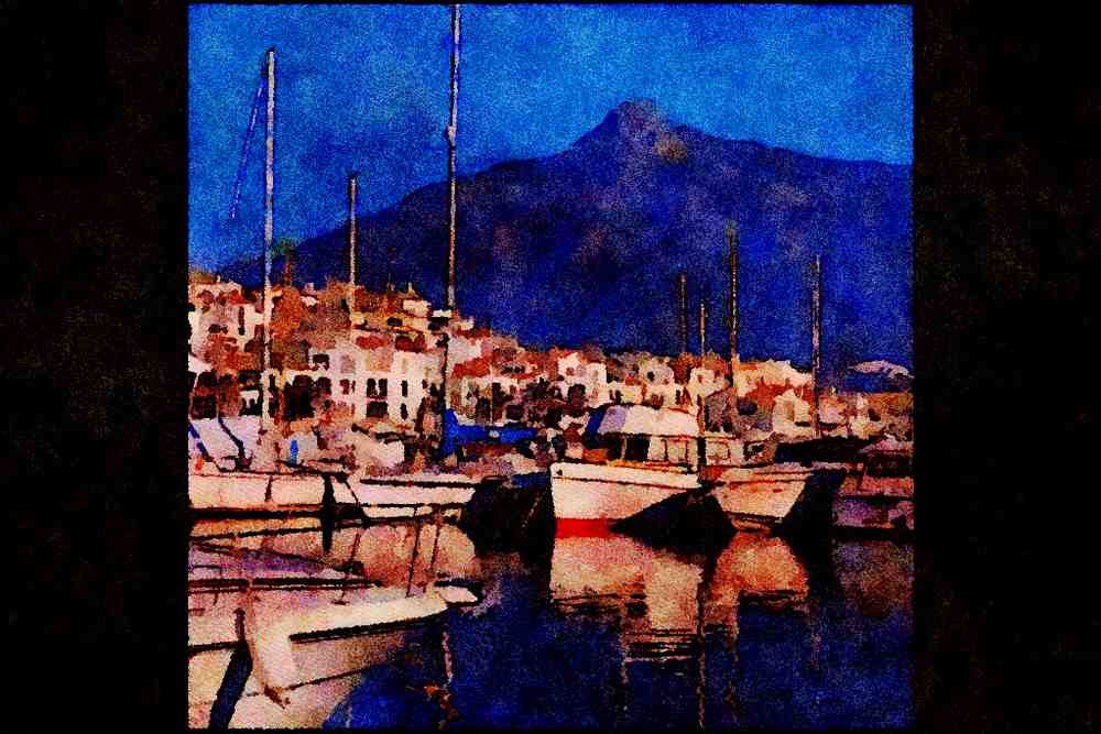588083 Marbella, Puerto Banus, Spain A4 Limited Edition Watercolour Print