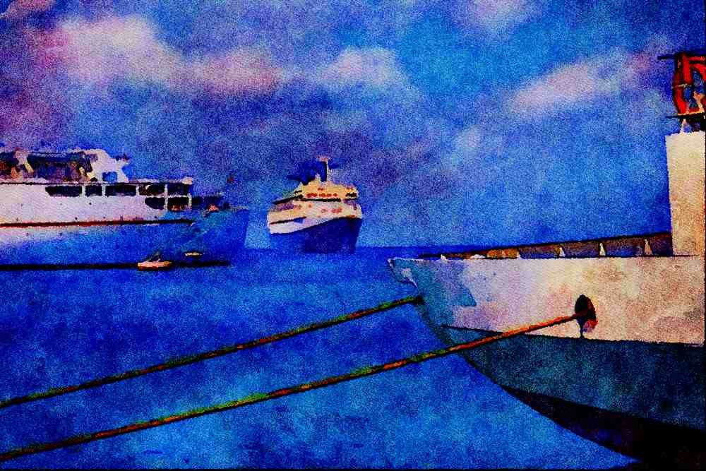 588084 Cruise Ship, Great Bay Harbor, St. Maarten A4 Limited Edition Watercolour Print